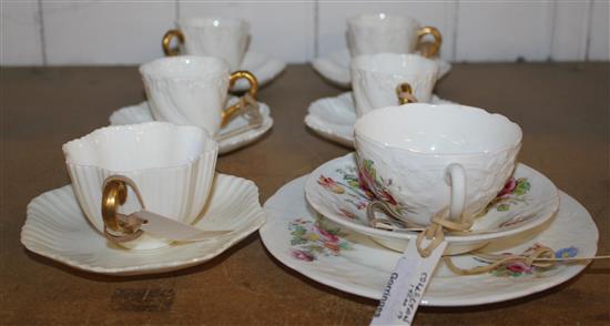 Five Coalport cups and saucers and a Coalport cup saucer and plate